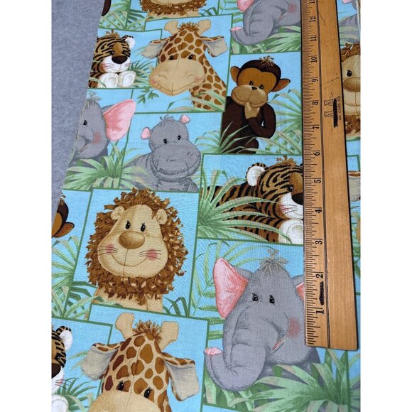 Jungle Safari Animal Cartoon Fabric 1 yard + 11" x 17" Cotton Quilting Sewing Ma - Picture 2 of 4